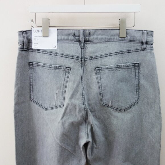 LOFT High Rise The Straight Crop Jeans in Grey Wash (W31/12) NWT! - Picture 6 of 12